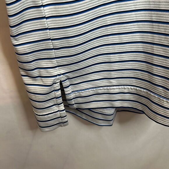 FootJoy Lisle Multi Stripe Self Collar Grey Golf Polo Grey/Royal/Black L Large - Picture 4 of 9